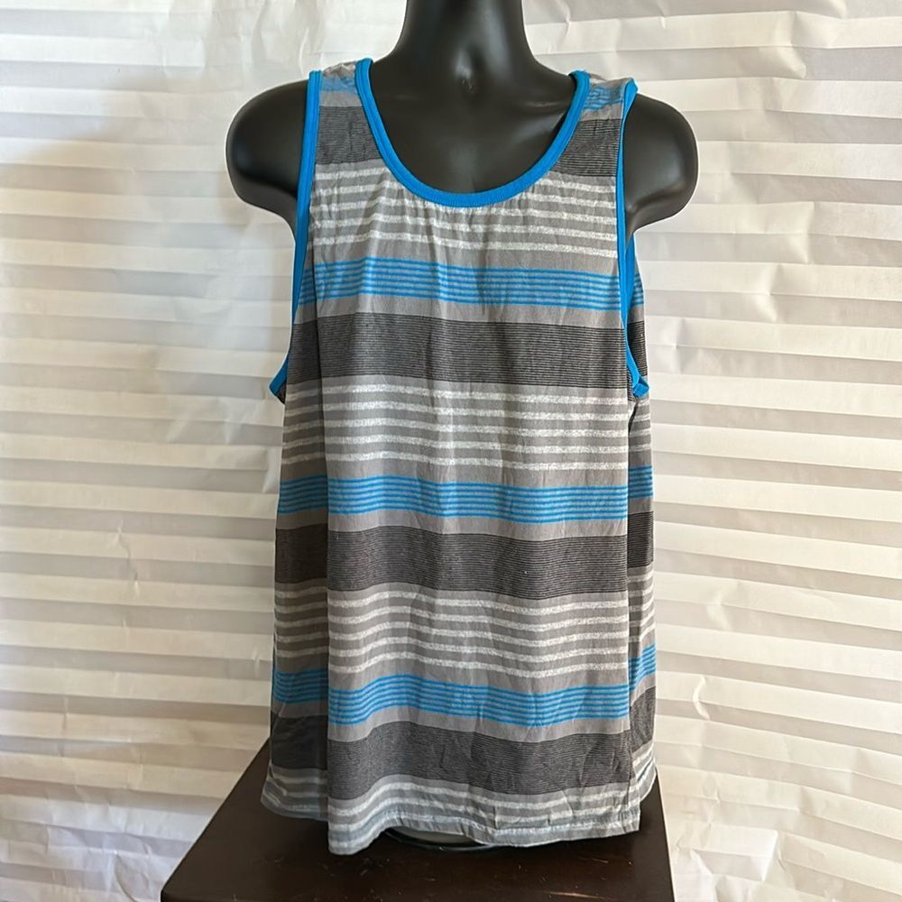 Yago Blue Striped Tank Top Menโs Size XL Summer Sleeveless Tee